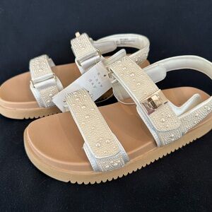 A New Day Target Pearl-Embellished White and Tan womens Sandals
